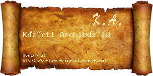 Kürti Archibáld névjegykártya